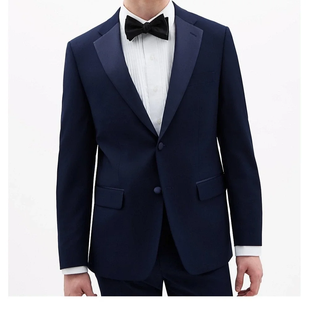 Tommy Hilfiger Mens‎ Modern fit Tuxedo Jacket Blazer 56R Navy Blue Solid Stretch